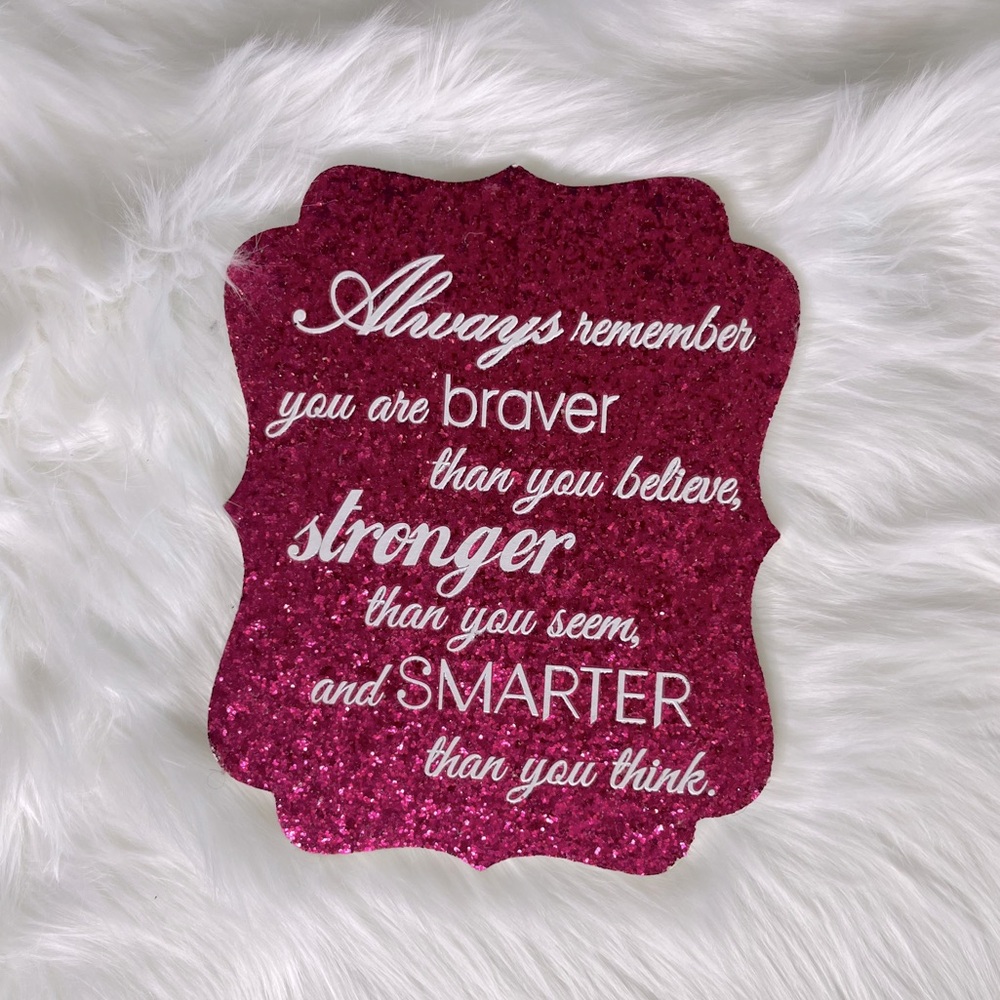 Pink Glitter Motivational Inspirational Quote Wooden Hanging Wall Art Decor